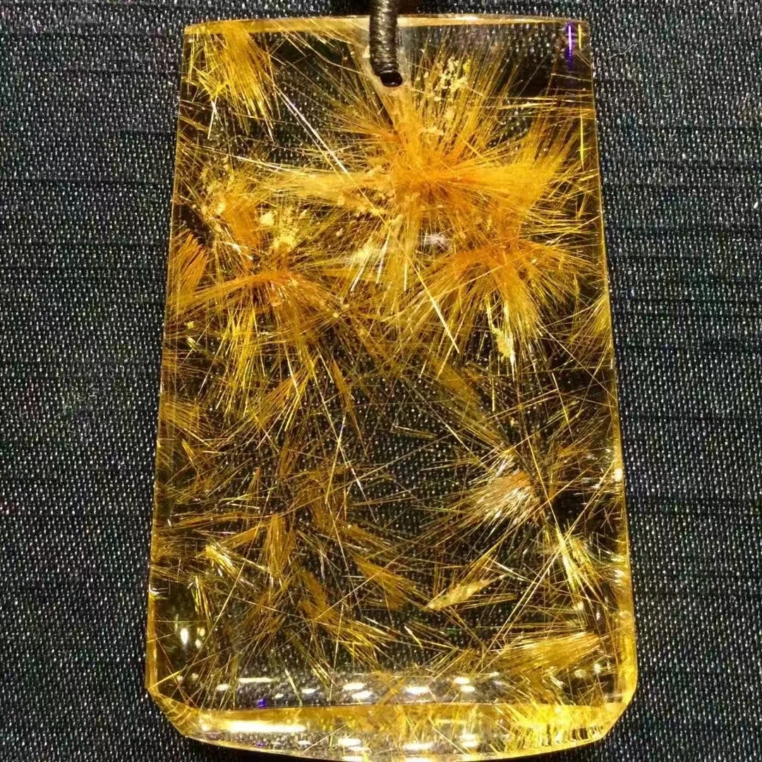 

Натуральное золото, рутилированный кварцевый кулон, цветок, прямоугольник, рутилированный кварц, ювелирные изделия 47*32*12 мм, цветок для мужчин и женщин, Бразилия AAAAAAA