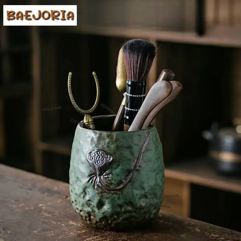 Kiln Fambe Green Crude Pottery Tea Six Gentlemen Handmade Tea Tool Set Household Teaware Utensils Green Tea For Tea Collection