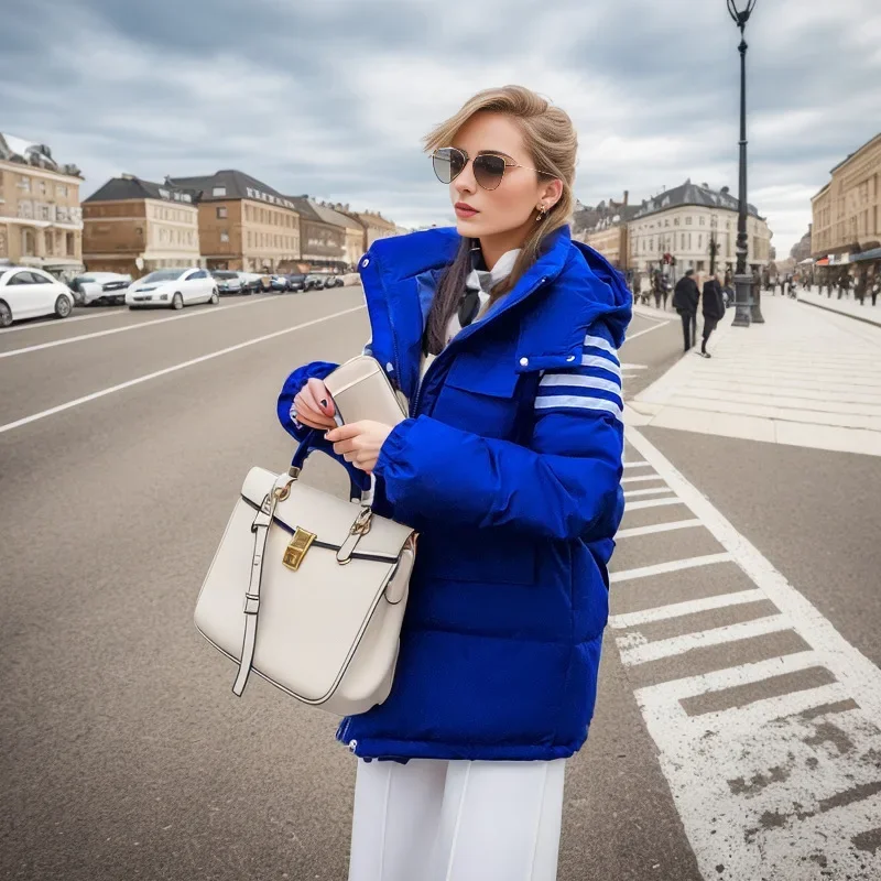 Abrigo holgado de algodón para mujer, chaqueta de estilo coreano para escuela secundaria y secundaria, color blanco y negro, invierno, 2024