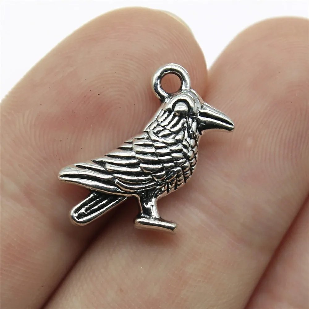 WYSIWYG 10pcs 17x17mm 2 Colors Antique Silver Color Antique Bronze Plated Pendants Bird Charm 3D Bird Pendants Sparrow Bird