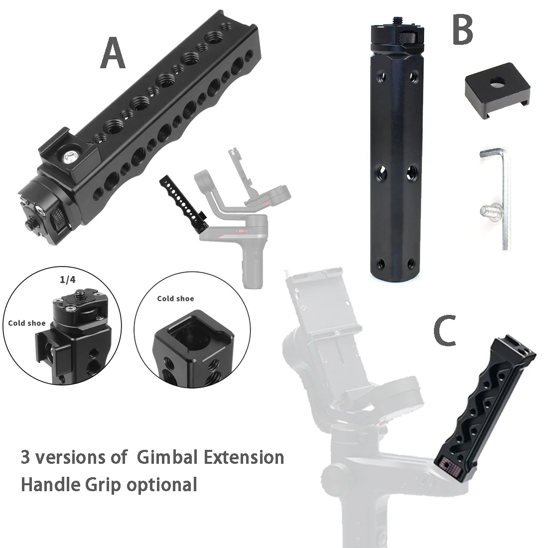 Handheld Gimbal Verlängerung Griff Grip Extender 3/8 1/4 Loch Halterung Lenker Käse Stange für Zhiyun Weebill Labor Kamera Stabilisator – Detail 1
