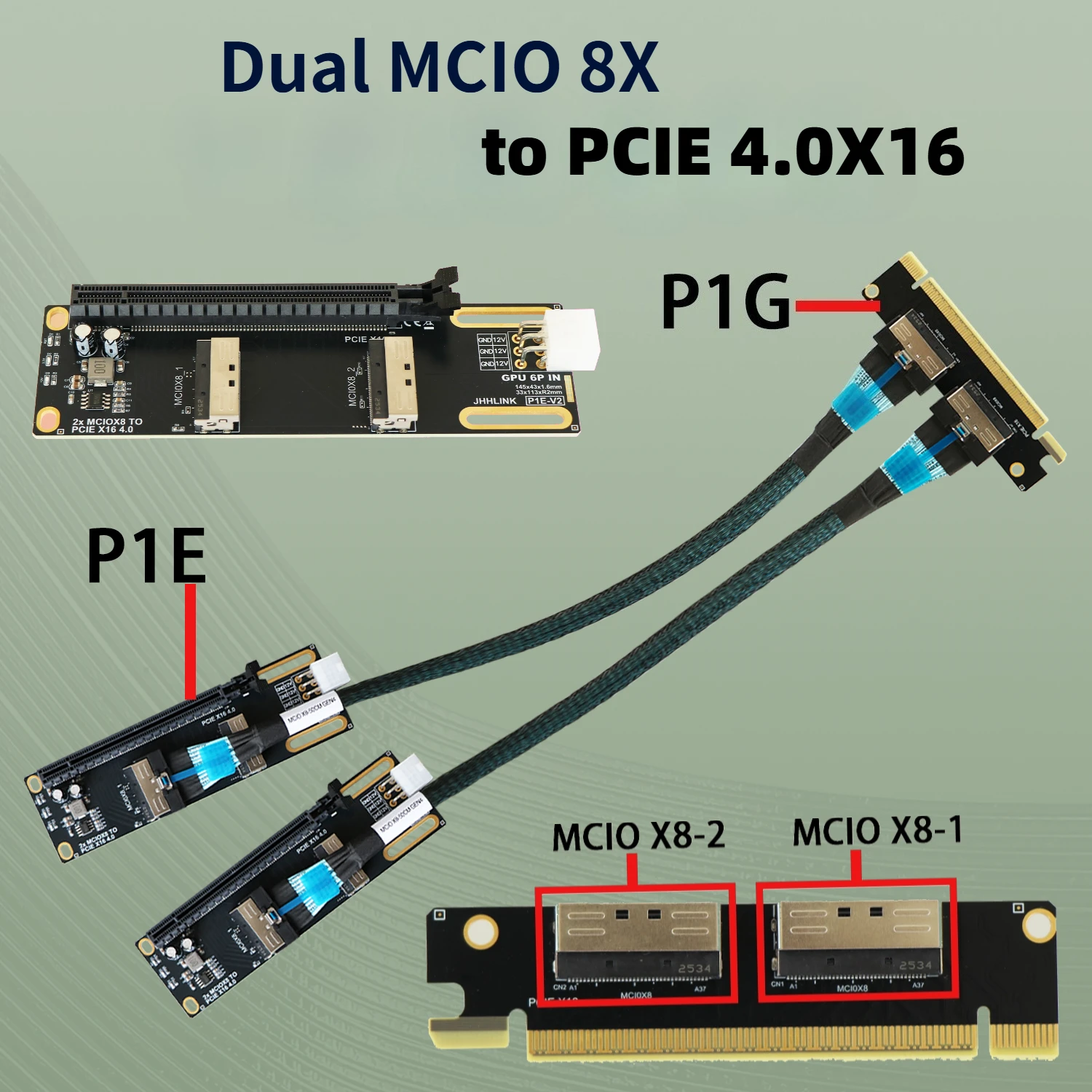 PCIe 4.0 X16 To 2*MCIO Split Riser Card Dual MCIO 8x 8i Adapter Backplanes for Server Single GPU External Expansion X8/16X Split