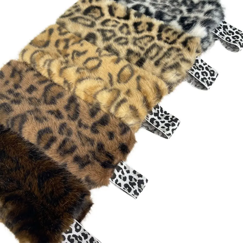 New Faux Fur Faux Fur Headband Leopard Print Soft Winter Ear Warmer Elastic Back Anti-Slip Elastic Hairband