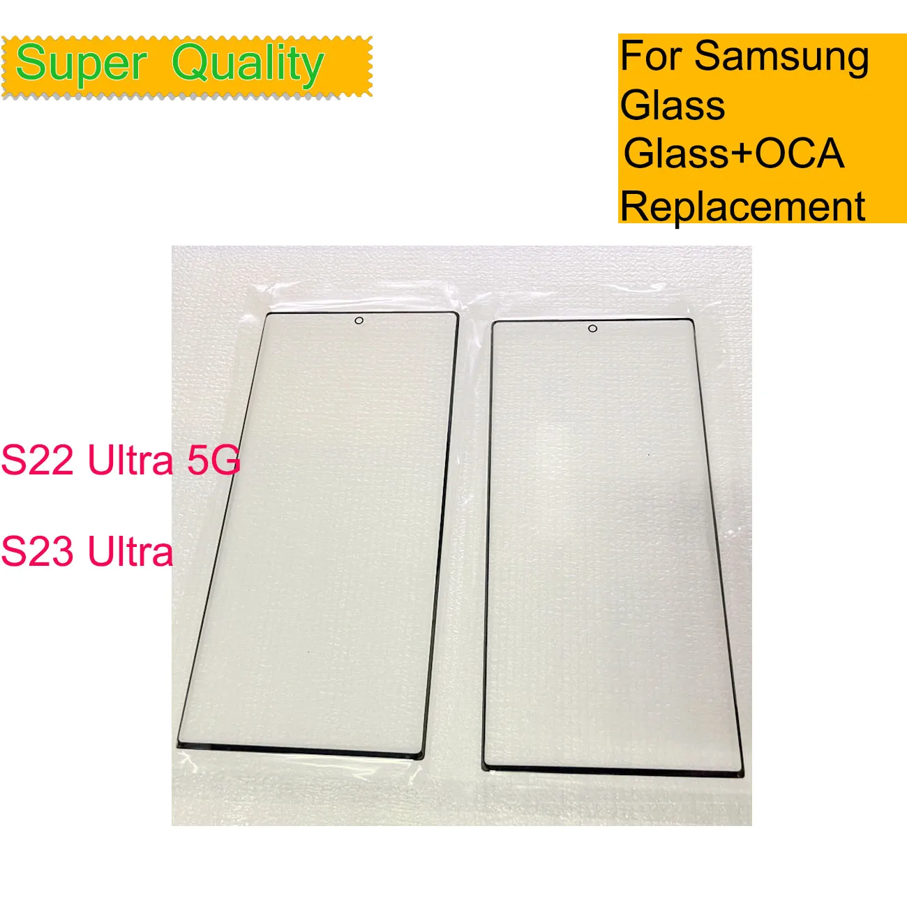 

10Pcs/Lot For Samsung Galaxy S22 Ultra 5G Touch Screen Front Glass Panel Outer S23 Ultra LCD Glass Lens With OCA