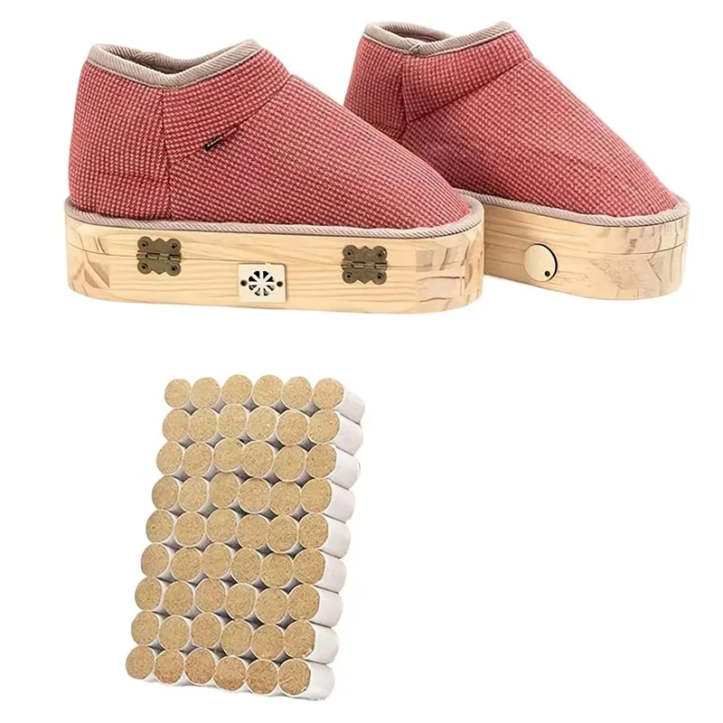 Industrial Tools Moxibustion Shoes for Feet, Wooden Sole Foot Therapy, Open Flame Suspension Moxibustion Box