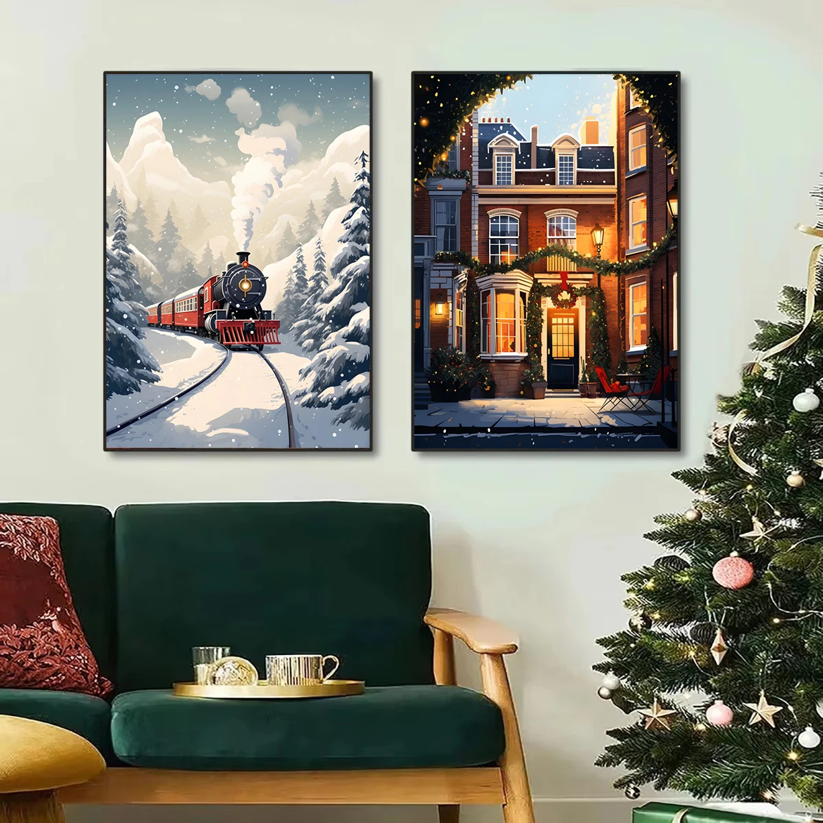 عيد الميلاد ماجيك مدرسة القلعة اكسبرس قماش طباعة الساحر فيلم الجدار ملصق فني لغرفة المعيشة الحديثة الشتاء ديكور المنزل الهدايا