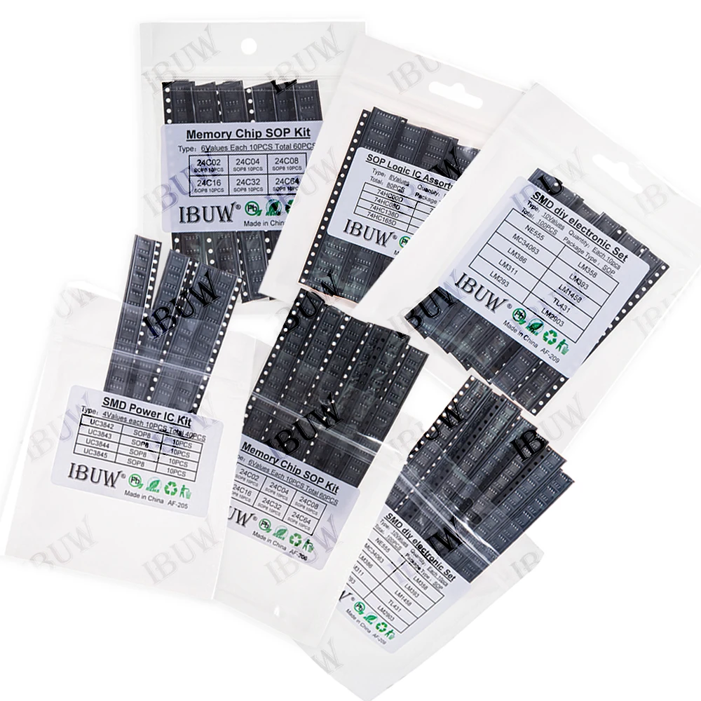 NE555 LM358 TL431 LM393 UC3845 UC3842 UC3843 UC3844 SOP-8 24C02 24C04 24C08 74HC00 SMD Power Supply IC Kit  SOP8
