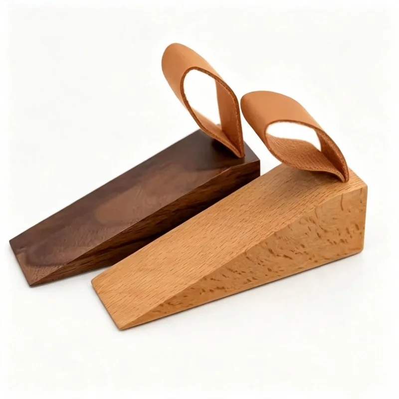 2026 New 1/2pcs Solid Wooden Door Stop Non Slip Anti Collision Durable Wedge for Home Office Hallway Protection Home Improvement