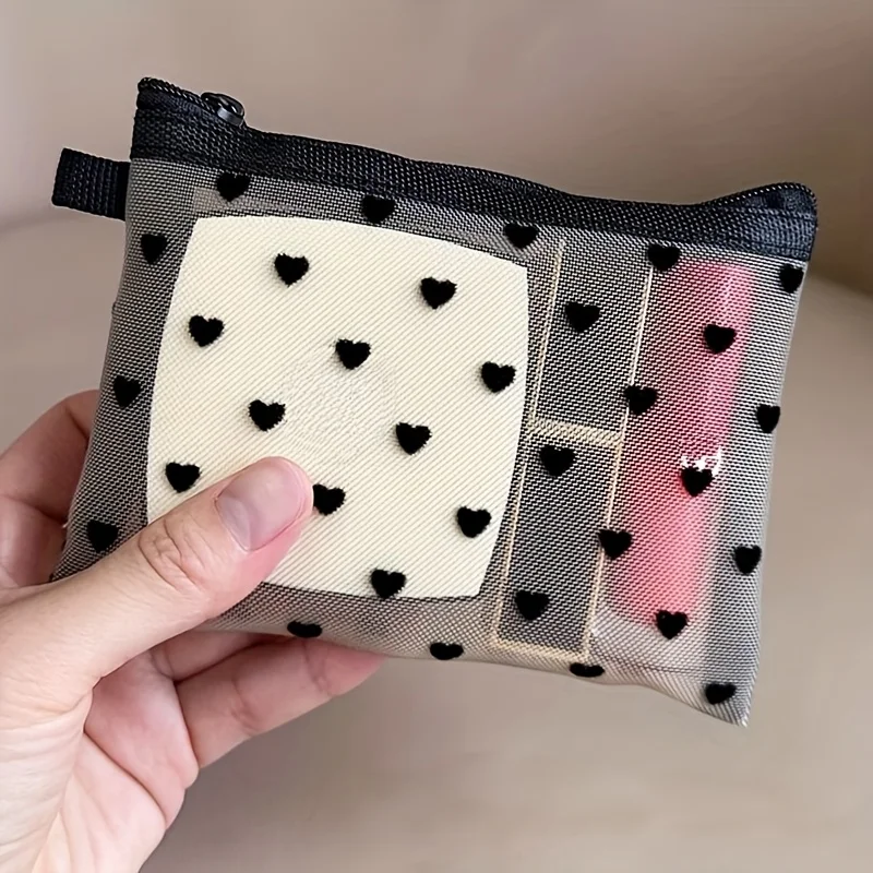 1pc malha clara sacos de cosméticos pequeno grande preto saco de maquiagem feminino viagem organizador de higiene pessoal batom armazenamento bolsa lápis caso