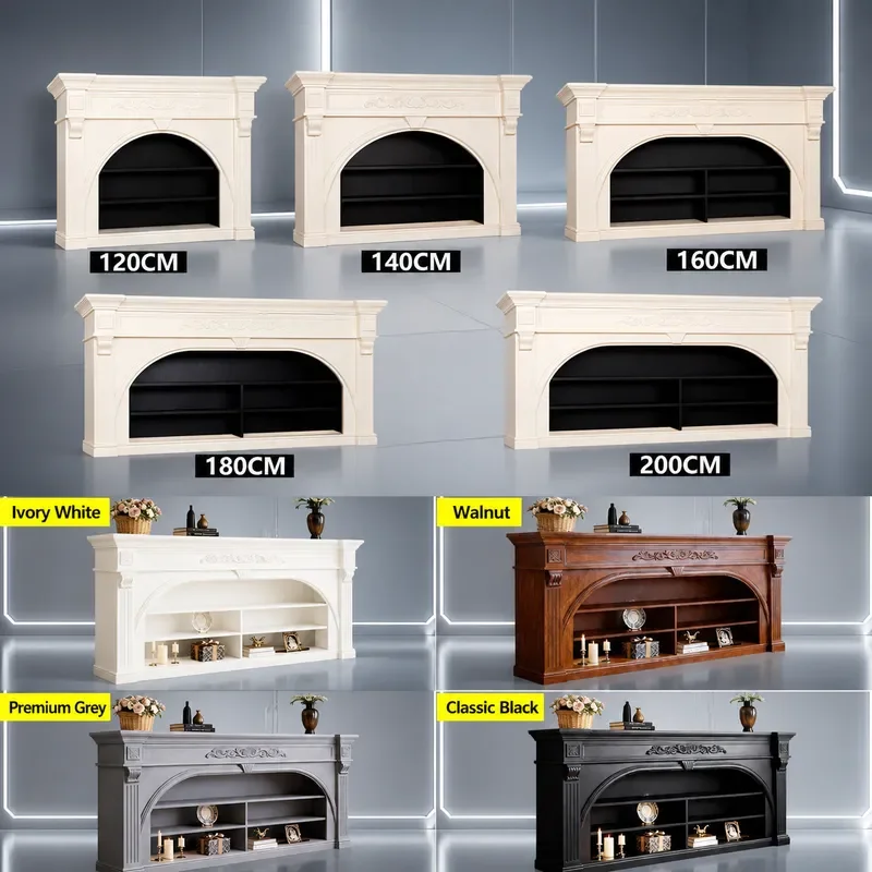American Solid Wood Fireplace Decorative Cabinet Cream Style Living Room Light Luxury Background Wall TV Stand Entryway