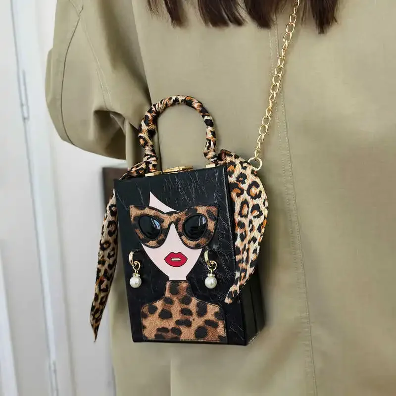 Candy Color Girls Printed  Handbags Funny Purses for Women Designer Bag Leopard Box Bags for Women 2025 Evening Bag Clutch Lady