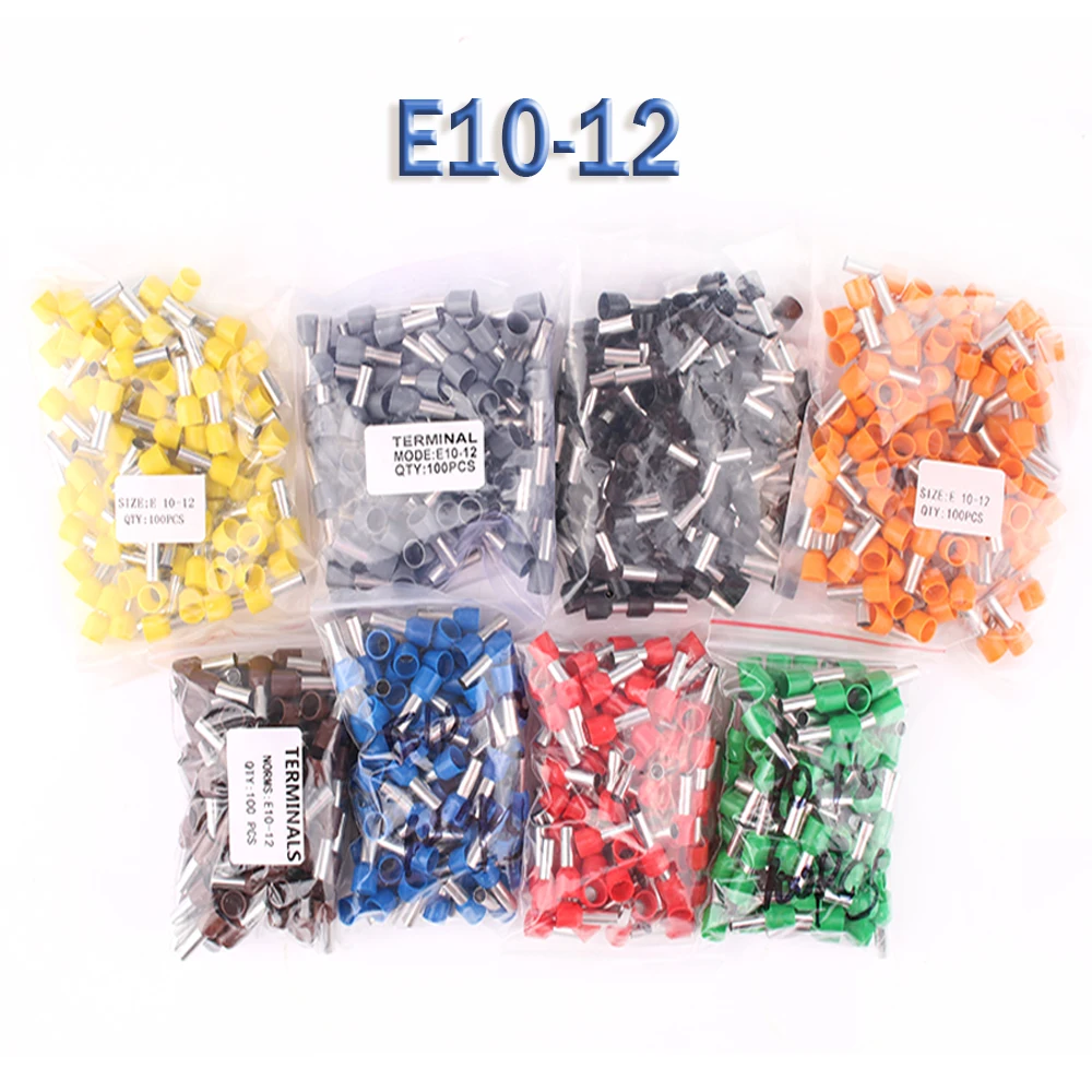 E10-12 Tube insulating Insulated 10MM2 Cable Wire Connector 100PCS/Pack Crimp Terminal Connector