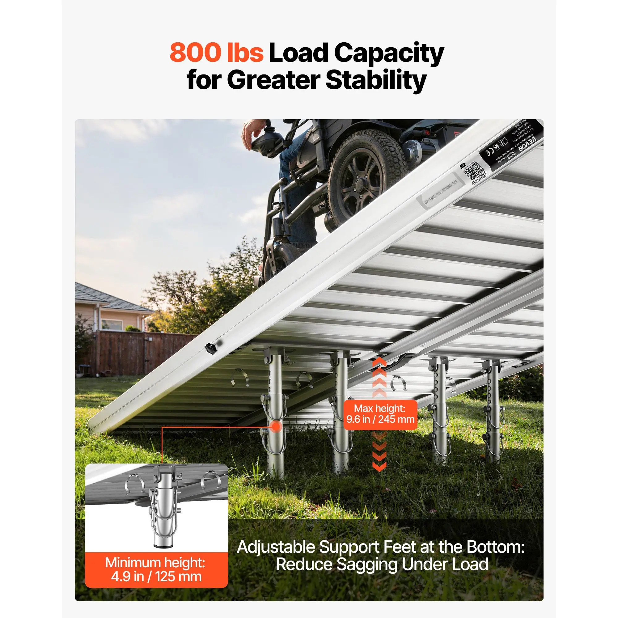 6-Foot Folding Aluminum Wheelchair Ramp, 800 lb Capacity