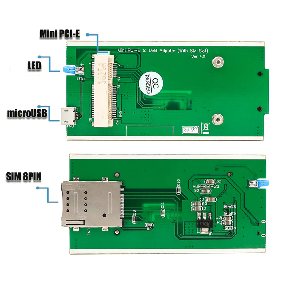 Mini Pci-e Pci-Express Naar Mini Usb Adapter Met Sim Kaart Slot Voor Wwan/Lte/Gsm/Hspa/Gps 3G/4G Draadloze Mini Pci-e Kaart