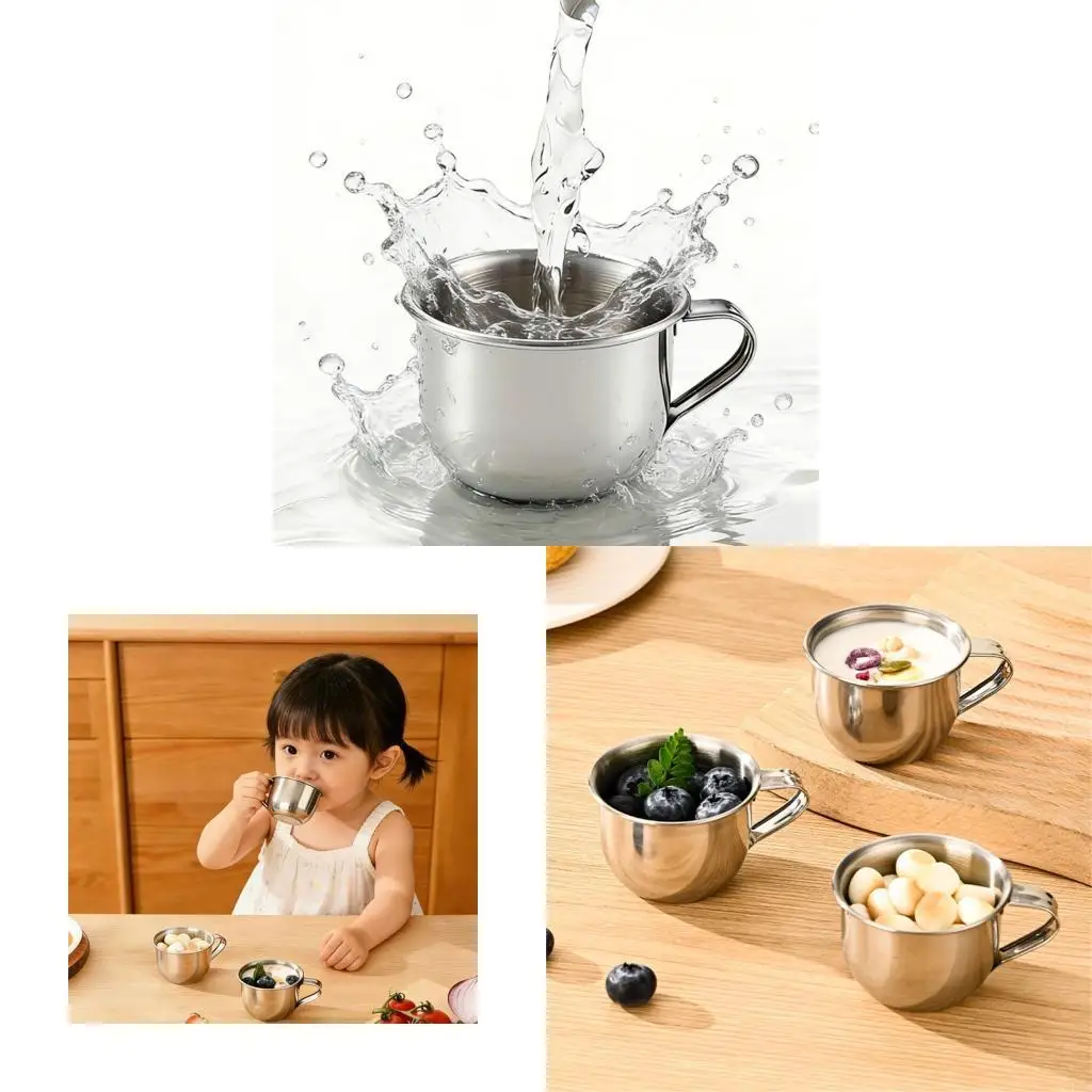 37ME 4 Miniature Stainless Steel Cups Smooth Surfaces Drinkware For Home Offices And Outdoor Activity