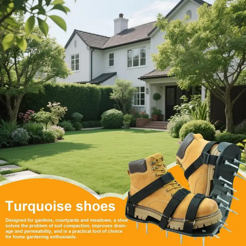 Lawn Aerator Shoes Spike Soil Aerator Adjustable Spiked Aerating Shoes To Enhance Soil Aeration Performance For Gardening Yard
