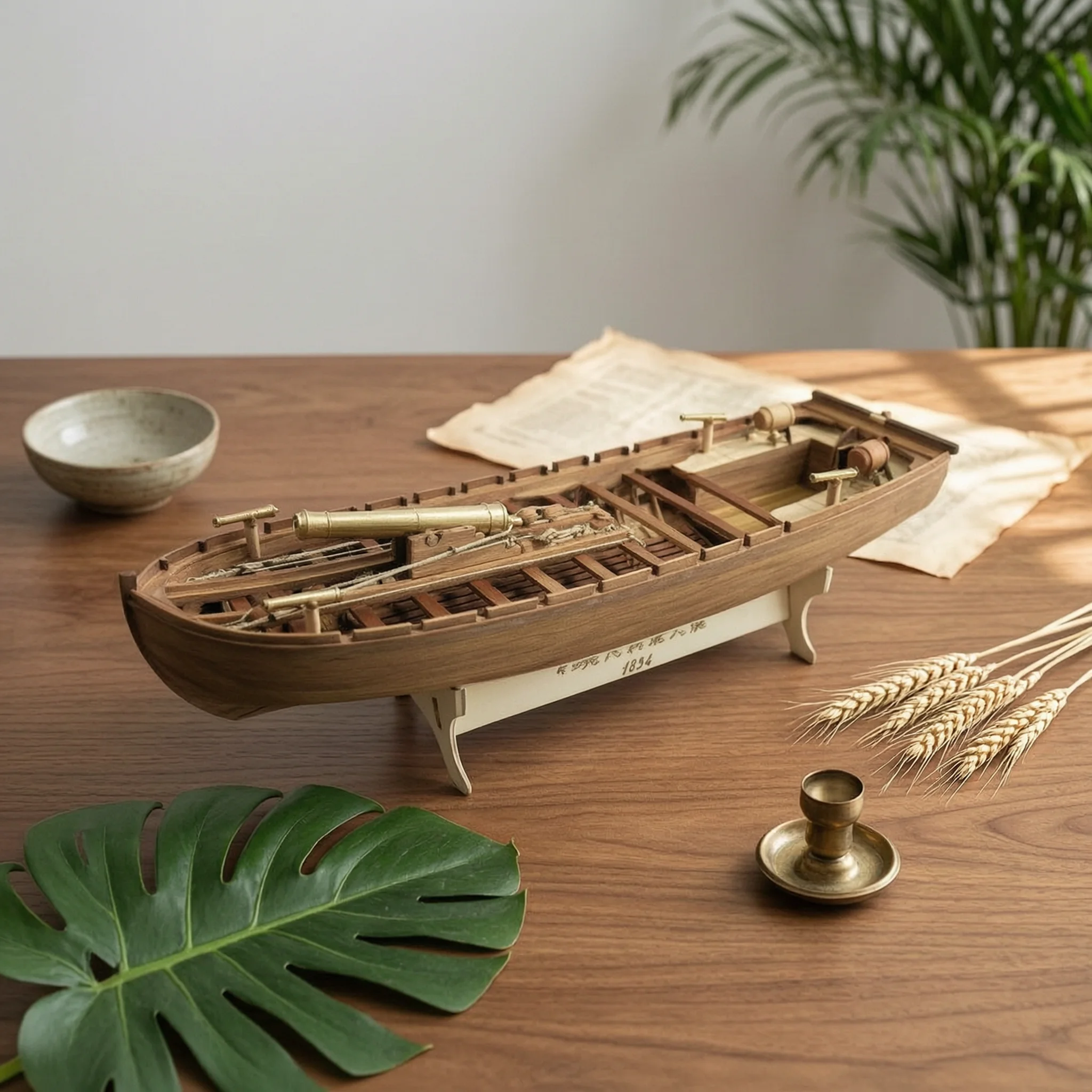 Wooden Ship Model Kit Armed Wooden Sailing Model Kit Scale Buildable for Hobbyists, Home Display, Craft Room