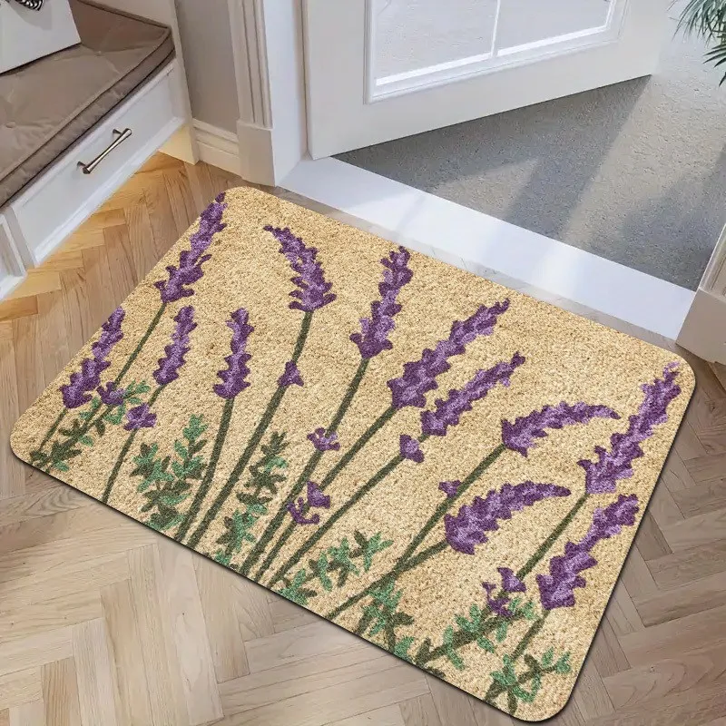 Cute Cartoon Seafood Style Pink Stripe mat Three Sardine Fish Scribble Frame Print Non Slip Entryway Front Door Doormat