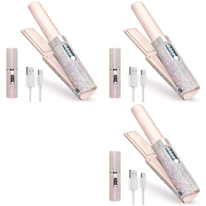 YCOC-3X 2-In-1 Electric USB Hair Straightening Brush Straightener Flat Iron Multifunctional Comb Straightening Styler
