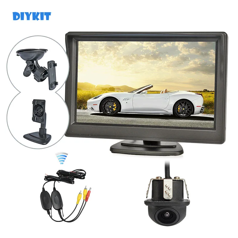 

DIYKIT Wireless 5inch HD TFT LCD Display Rear View Monitor Car Monitor Mini Car Cam Rear View Car Camera Reversing System