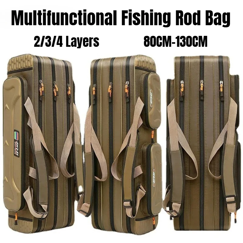 

Multi Functional Hard Spinning Fishing Rod Bag 2/3/4 Layers 80-130cm 1680D Oxford Fishing Reel Gear Outdoor Hunting Storage Case