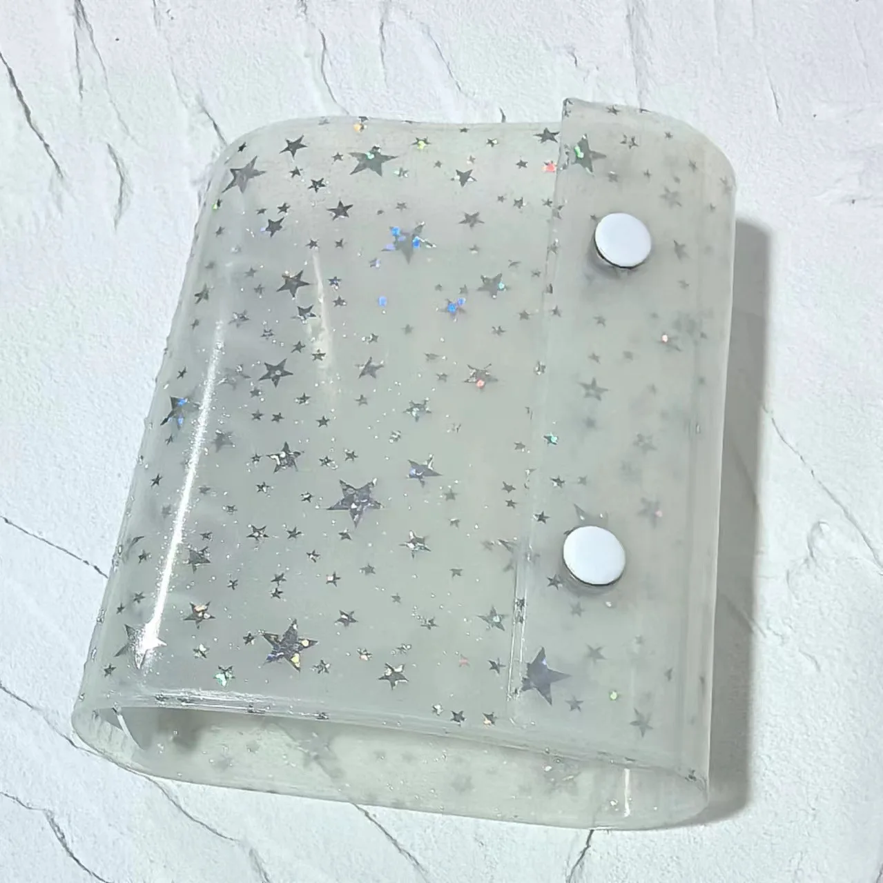 Carpeta de hojas sueltas de estrella transparente blanca, cubierta de carpeta, diario, cuaderno de bocetos, accesorios, diario, suministros de