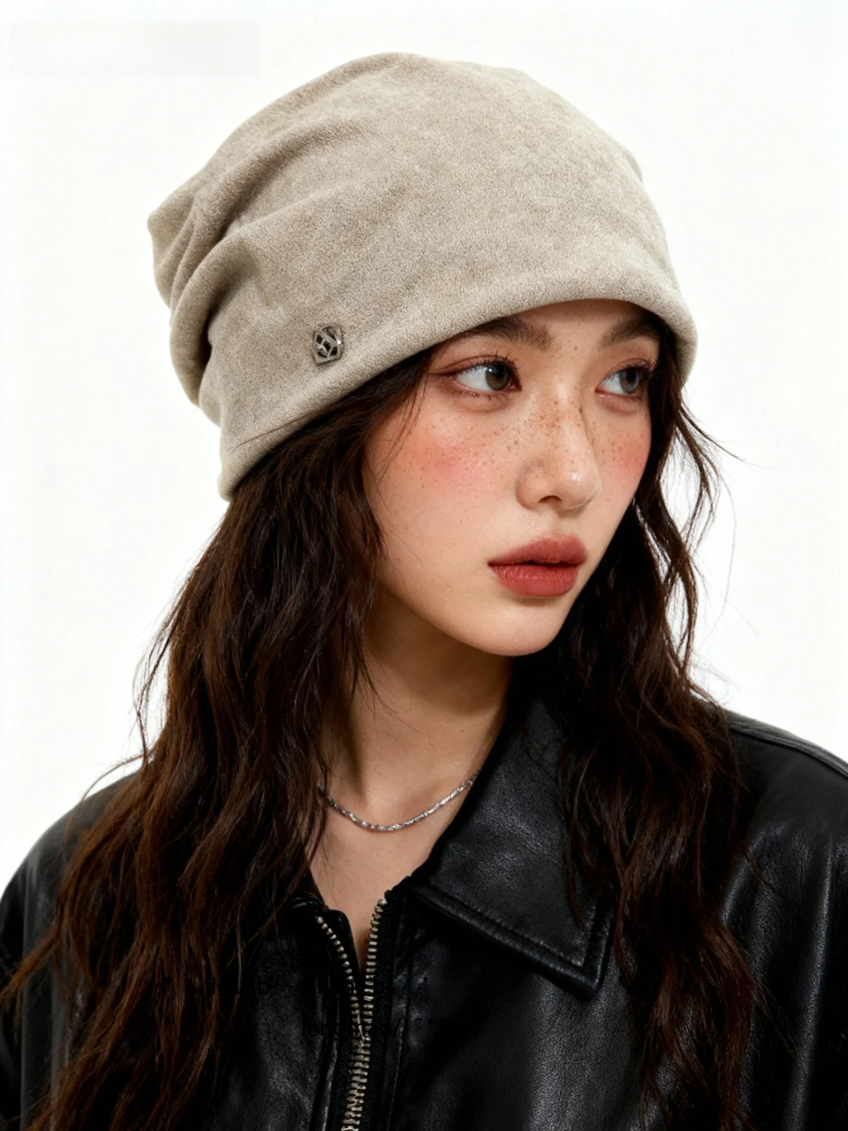 B Letter Lab Hat Women's Large Circumference Tumble Hat Vintage Style Windproof Polyester Fiber Cap for Travel And Autumn