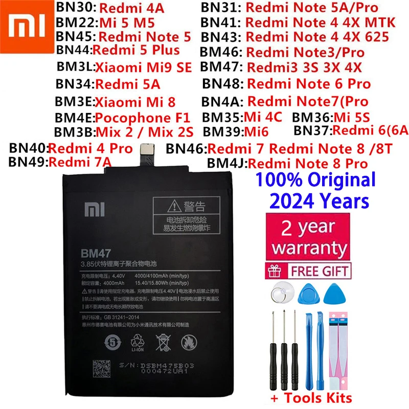 

Оригинальный аккумулятор для Xiaomi Mi Redmi Note Mix Max 2 3S 3X 4 4X 4A 4C 5 5A 5S M5 6 6A Mi6X 7 7A 8 9 MI9 Pro Plus Lite аккумуляторы