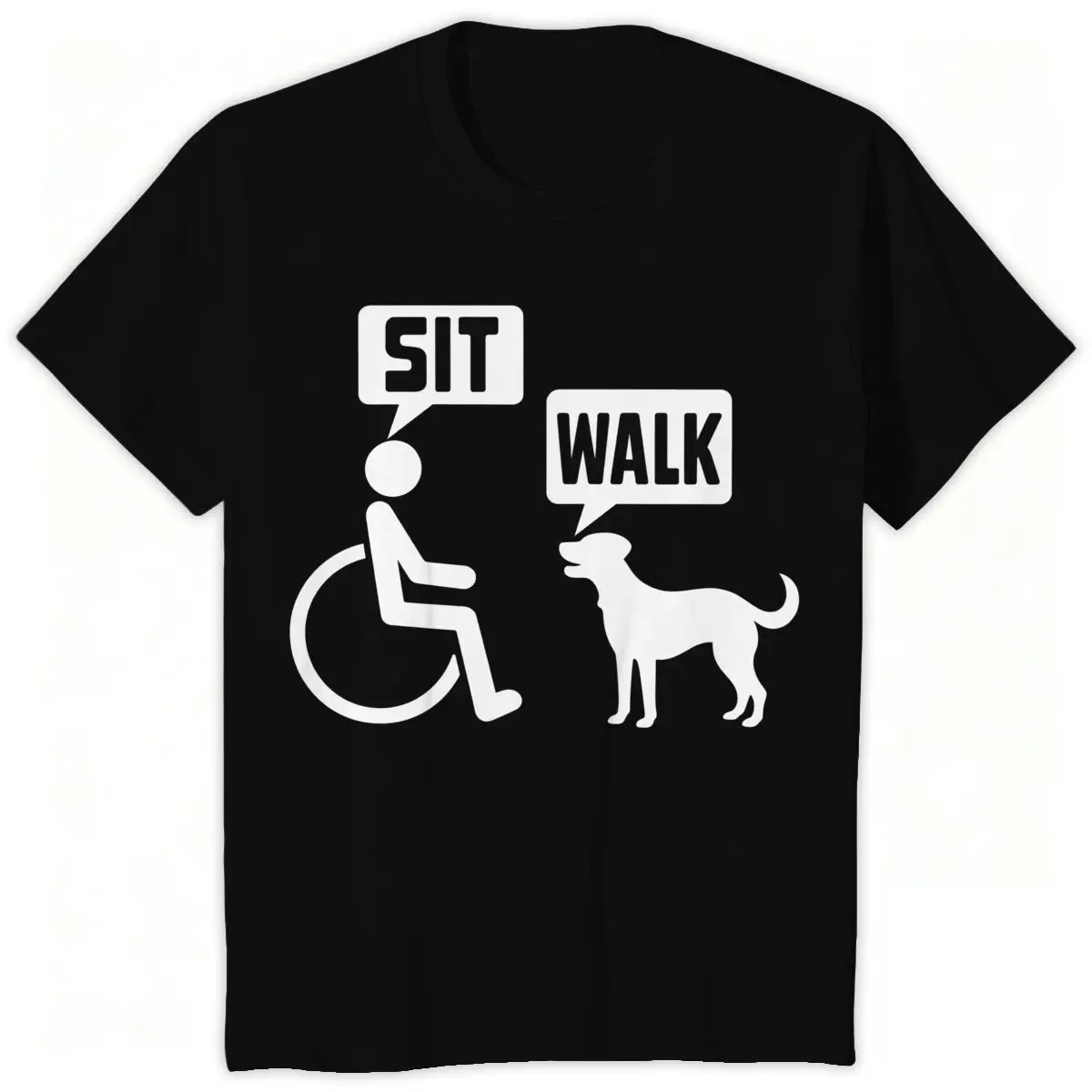 Sit Walk Service Dog Wheelchair Funny Disability Humor T-Shirt Men Women Short Sleeve Tops Handicap Dog Lover Graphic Tee Male