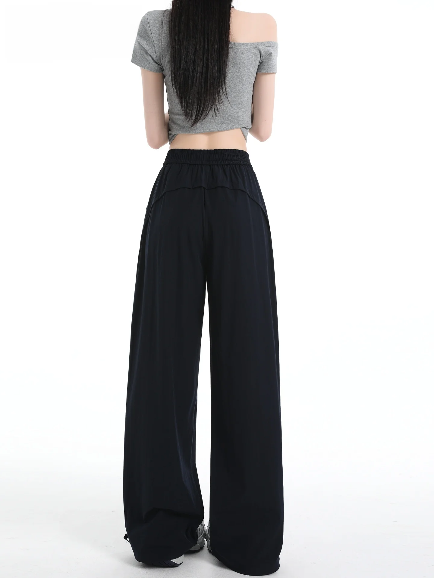 Yaloo Pantaloni sportivi a vita alta con gamba dritta Qui Dry Autunno 2025 da donna Pantaloni a gamba larga slim fit in vita elastica di piccole dimensioni