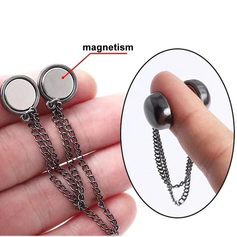 1/12pcs Sliver Magnetic Adjustable Trouser Legs Clips For Pants Pin Retractable Fixed Leg Pants Loose Button For Jeans Cardigan