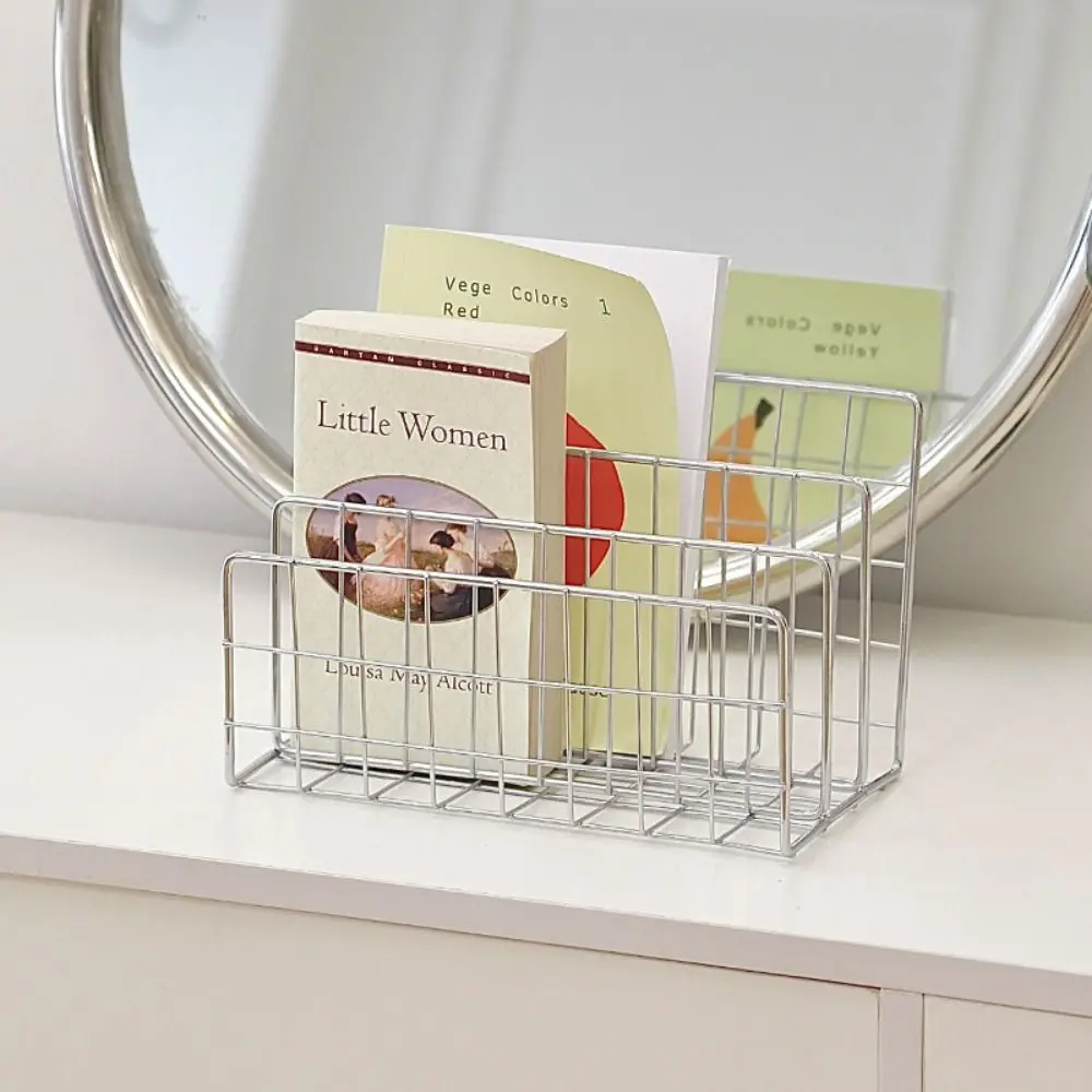 1Pcs Durable Book Rack Iron Bookshelf Basket Magazine Organiser Book Shelf Hollow Home Newspaper Storage Holder