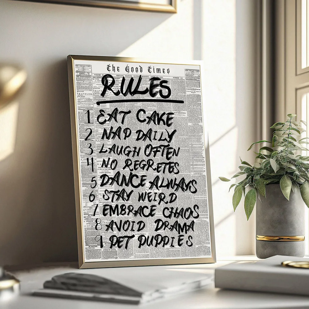 Typography Vintage Newspaper Psychedelic Quotes Posters Canvas Painting Print Room Home Bar Cafe Decor Room Wall Decor