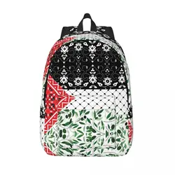 Palestinian Flag With Patterns Of Olives Keffiyeh Backpack Sport Backpacks Unisex Colorful Soft High School Bags Kawaii Rucksack