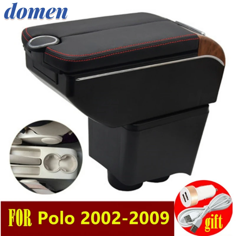 

For Volkswagen VW Polo 9N 2002-2009 Armrest Box Double doors open 7USB Centre Console Storage Box Arm Rest Car accessories