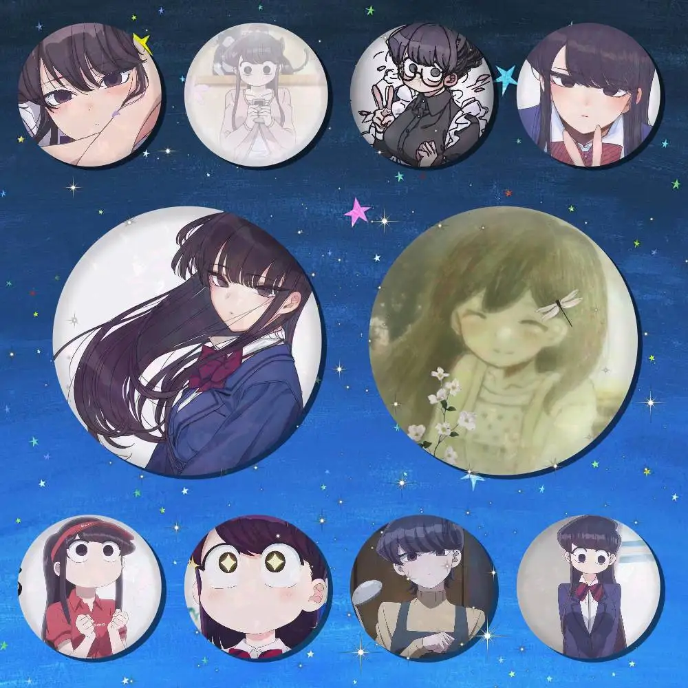 A-Komi Can't Communicate Badge On Backpack Accessories Manga Icons Pins Round Cartoon Brooches For Clothes Bag Decor Gifts