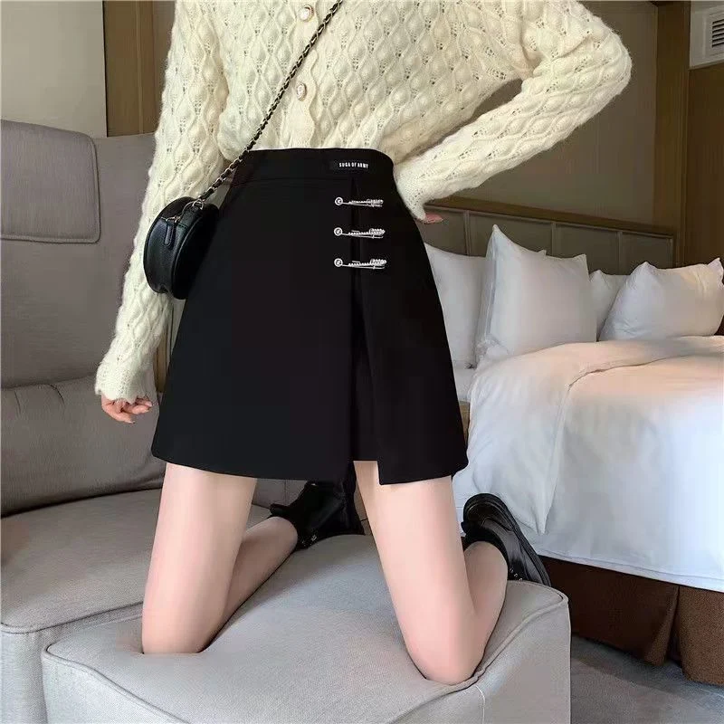 2022 Summer Fashion Korean Pin Up Streetwear Club Black All-match Skirts Women Sexy Chic Y2k High Waist Sweet Female Mini Skirt