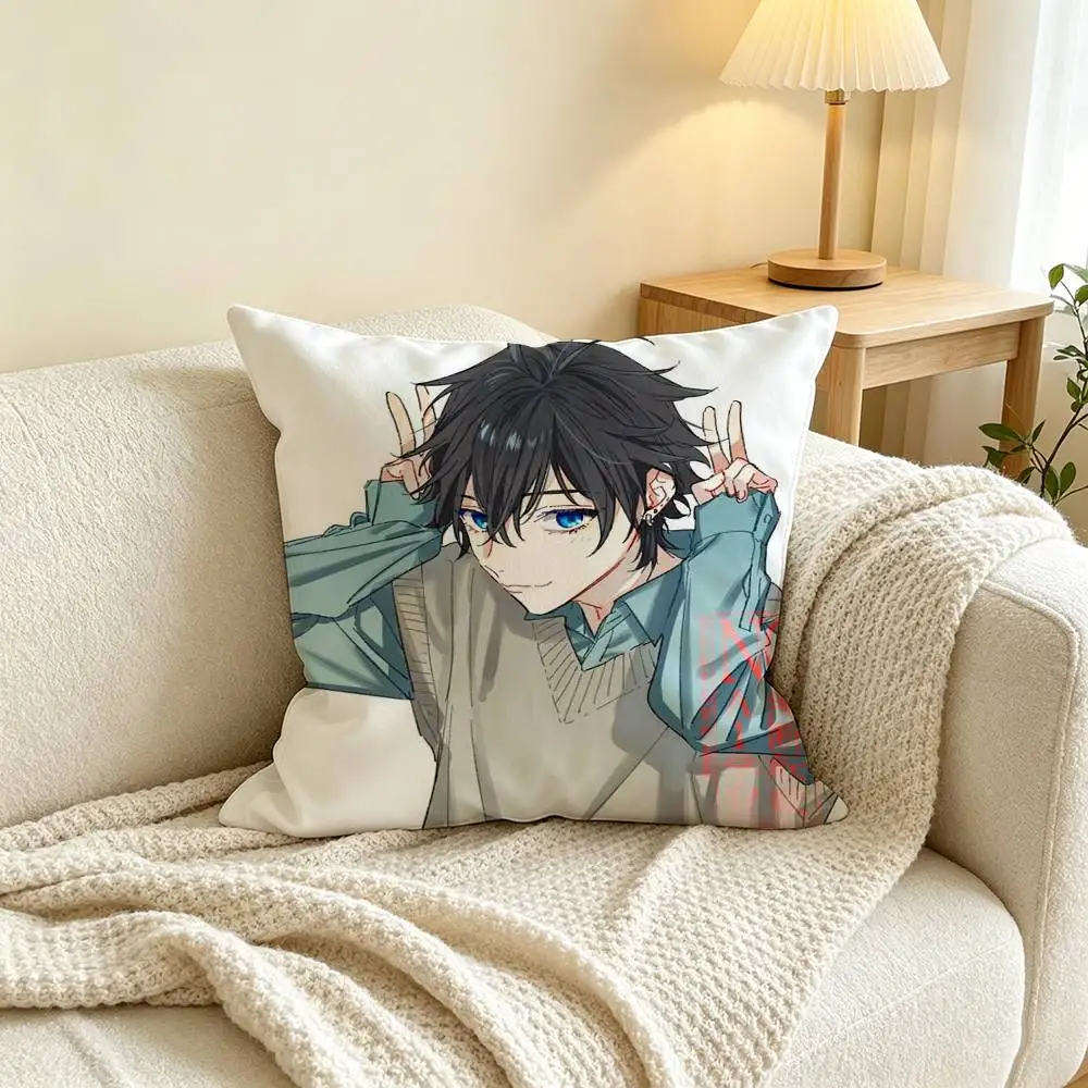 Anime Horimiya Izumi Miyamura Pillow Case Square Double-Sided Sofa Cushion Cover Bedroom Bedside Pillow