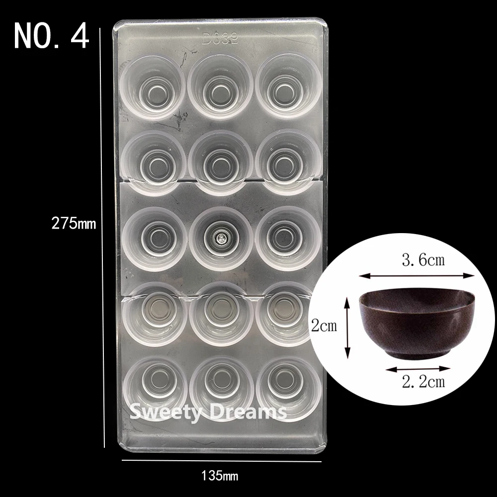 5 style Cupcake Polycarbonate Chocolate Molds For Coffee Cup Baking Pastry Cake Mold Bonbon Confectionery Tools