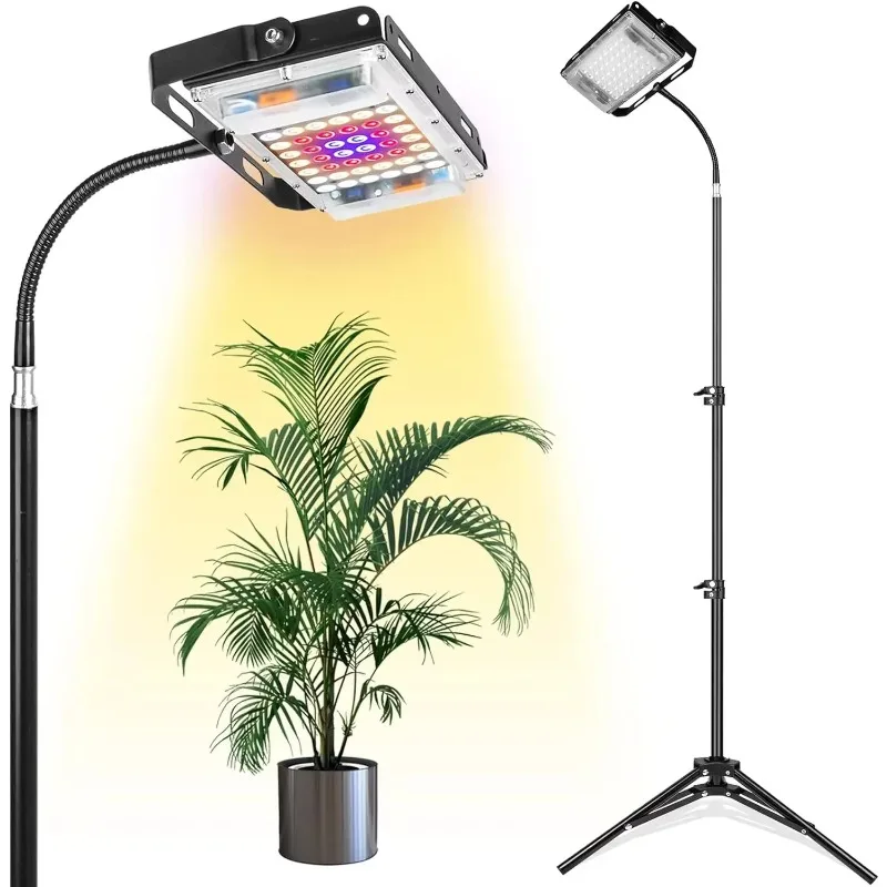 Grow Light with Stand, Full Spectrum 150W LED Floor Plant Light for Indoor Plants, Grow Lamp with On/Off Switch, Adjustable