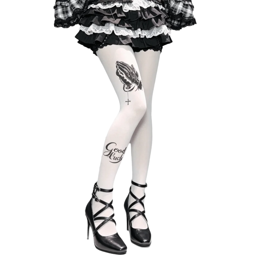 Y2K Velvet Pantyhose Plus size Footed Design Women Printed Tights Regular Crotch All Seasons Footed Tights Halloween, Christmas