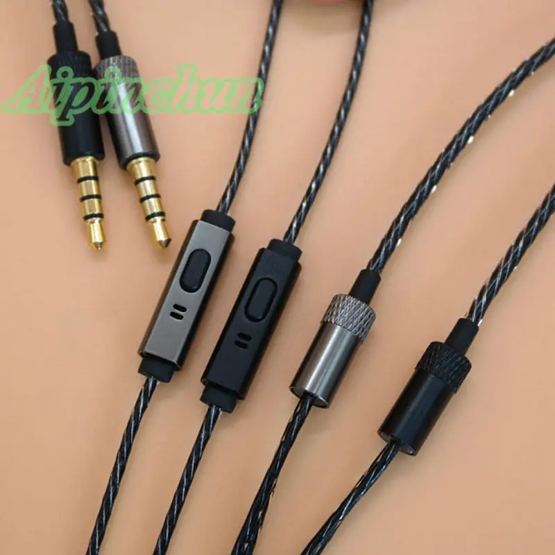Aipinchun 3,5mm 4-Pole DIY Kopfhörer Audio Kabel mit Mic Reparatur Ersatz Kopfhörer 18 Kupfer Core Draht 125 cm Länge AA0201