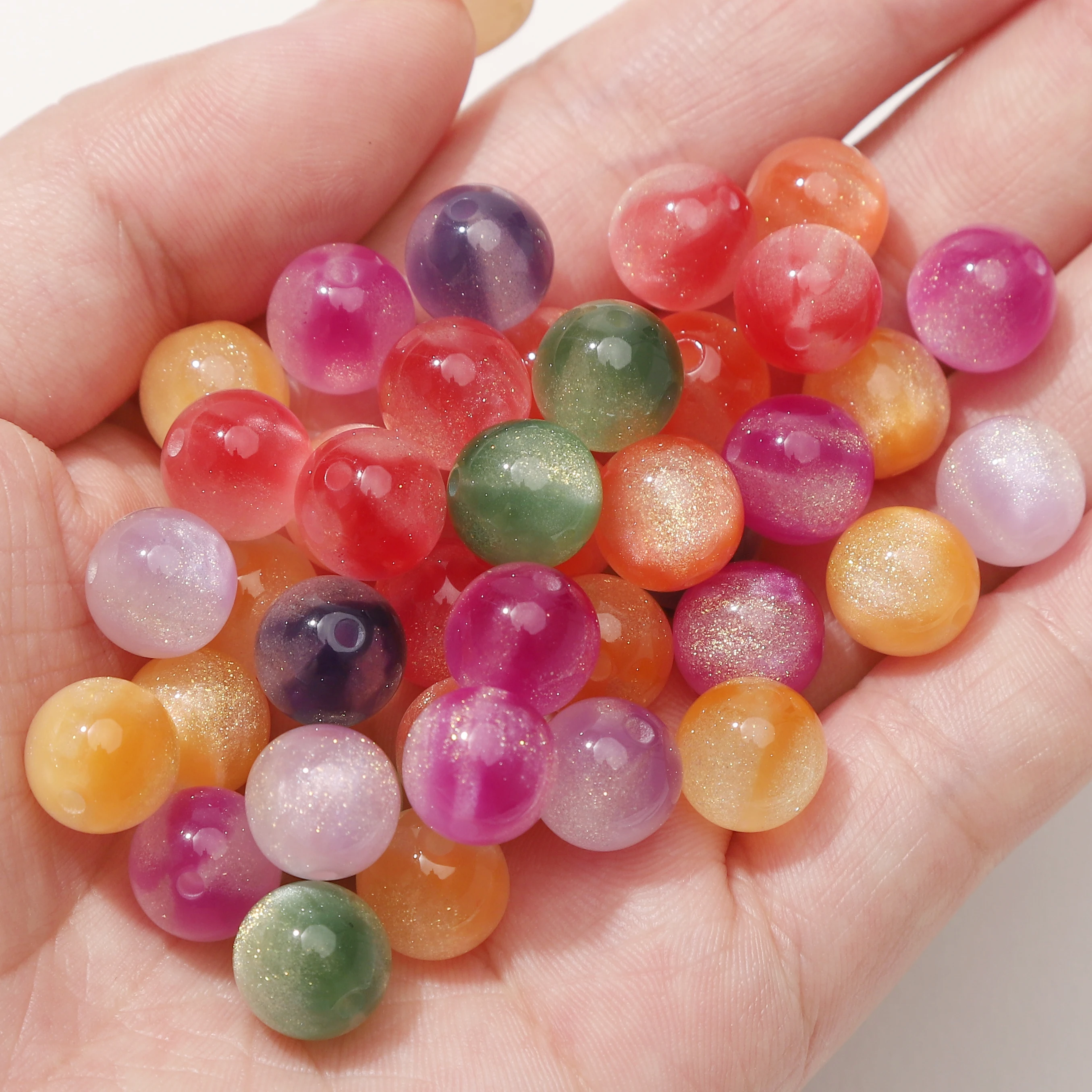 10mm 50pcs UV Light Color Changing Resin Round Beads Loose Spacer Beads For DIY Bracelet Necklace Craft Jewelry Making Supplies image 4