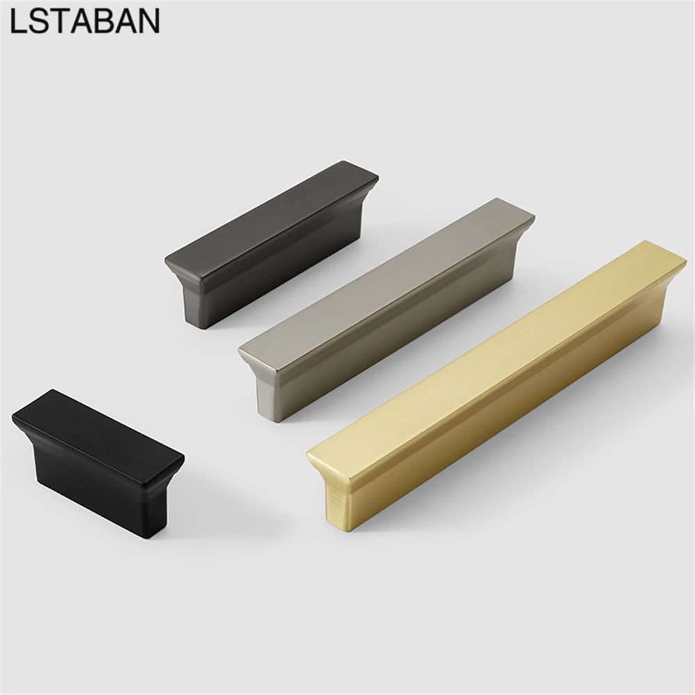 Zinc Alloy Kitchen Cabinet Long Handles Modern Gold Cupboard Cabinet Door Knob Furniture T Bar Handle Solid Hardware Drawer Pull