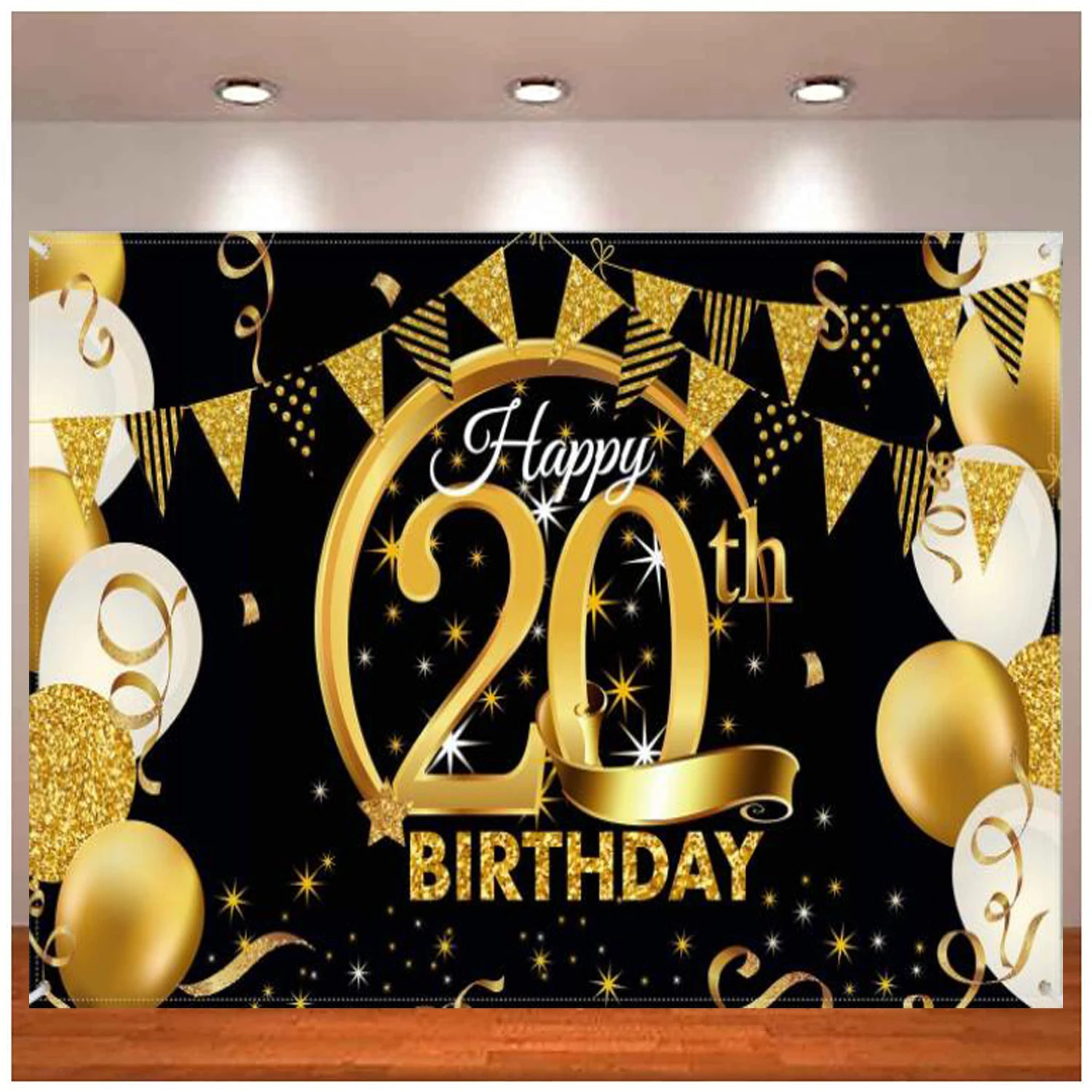 Photography Backdrop Birthday Party Decor Black Gold Sign Poster For Anniversary Photo Booth Background Banner Party Supplies