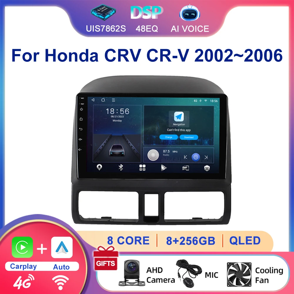 Car Stereo For Honda CRV CR-V 2002~2006 9 Inch Car Radio Multimedia Video Player Navigation stereo GPS Android 12 WIFI Carplay