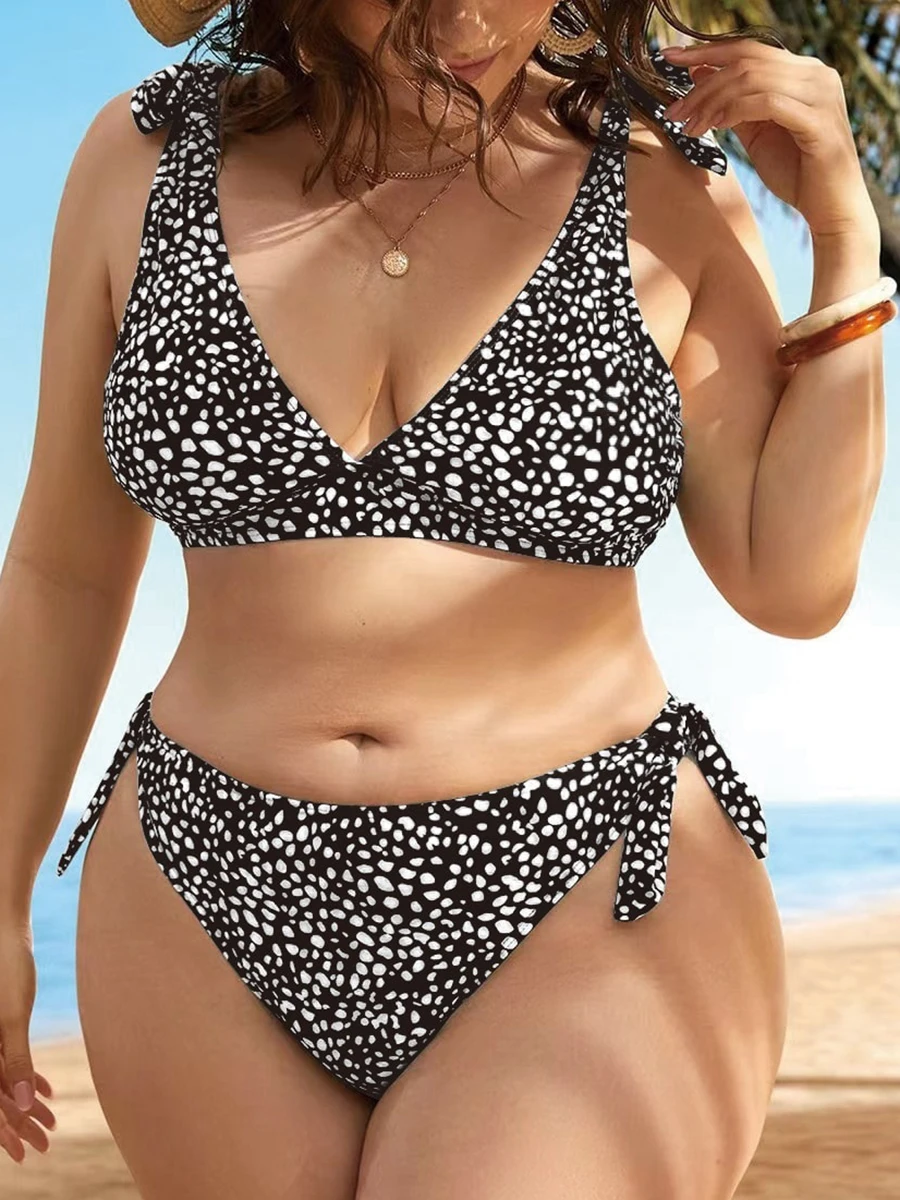 

2026 Large Plus Size Triangle Bikinis High Waist Swimsuit Women Sexy Strappy Swimwear Female Bathers Bathing Swimming Swim Suit