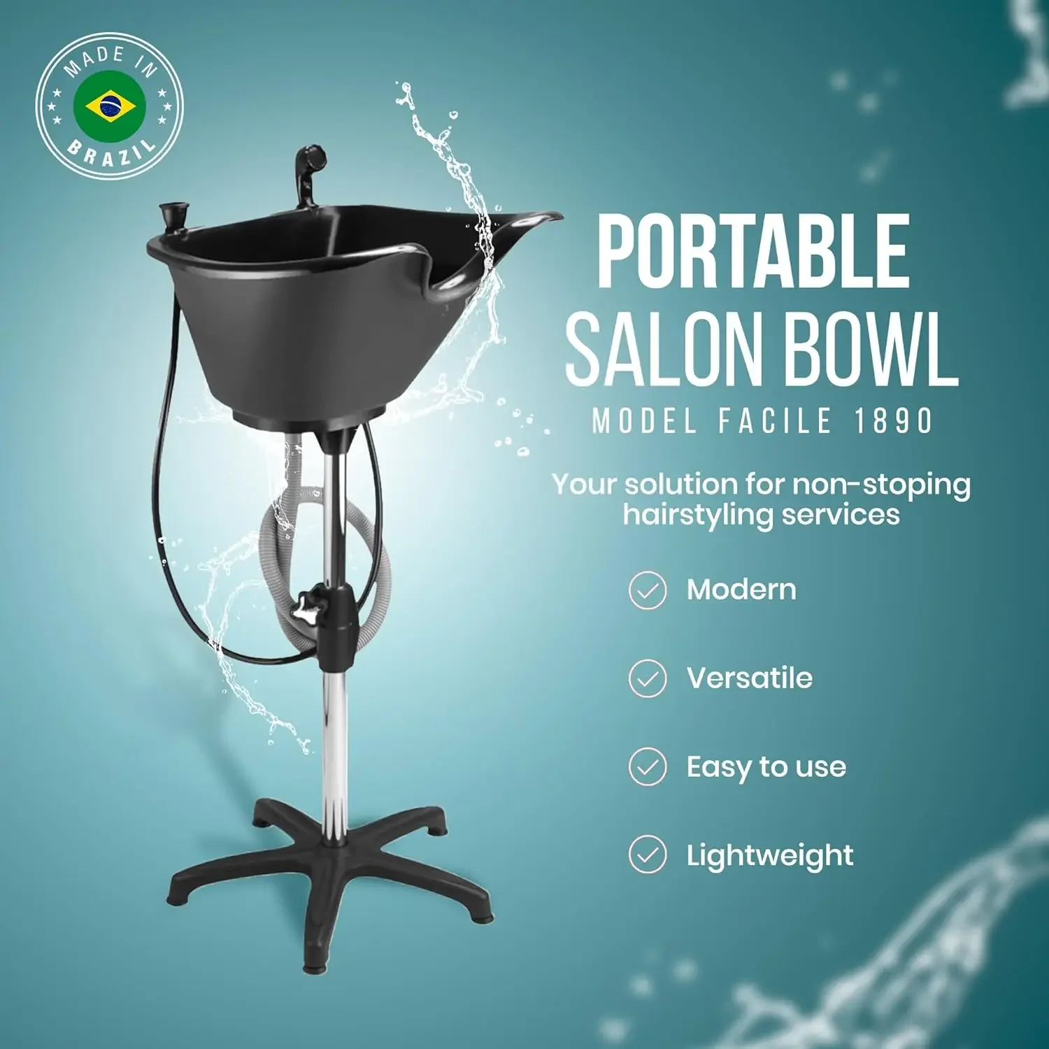 Portable shampoo Bowl for Handicap & Disabled, Seniors, Hairstylist and home services, wash unit Bowl with Chrome Steel