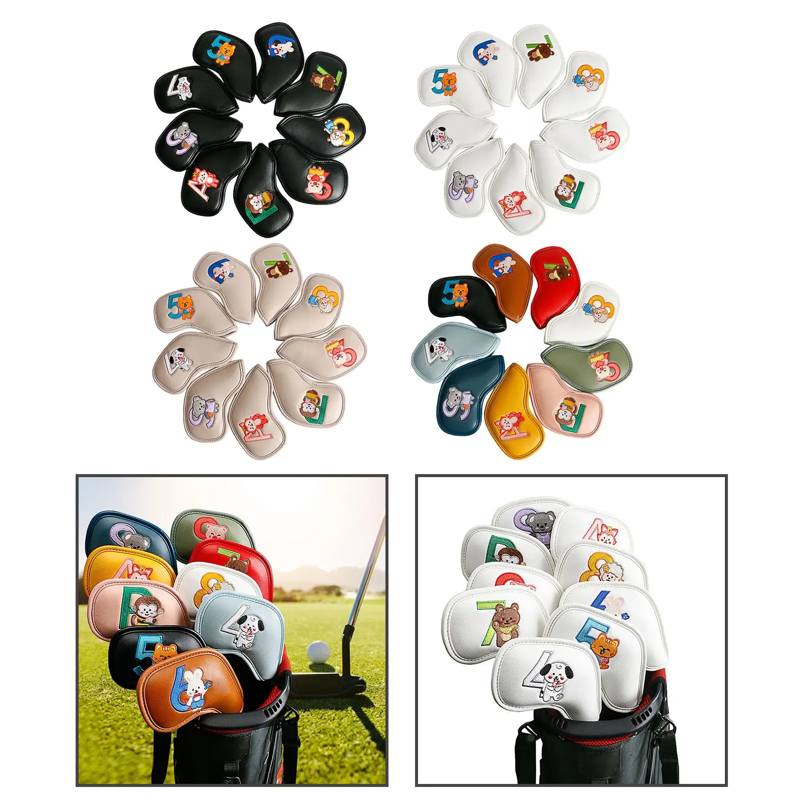 Colorful 4-Piece Golf Iron Headcover Set, Golf Club Headcover, Waterproof Number