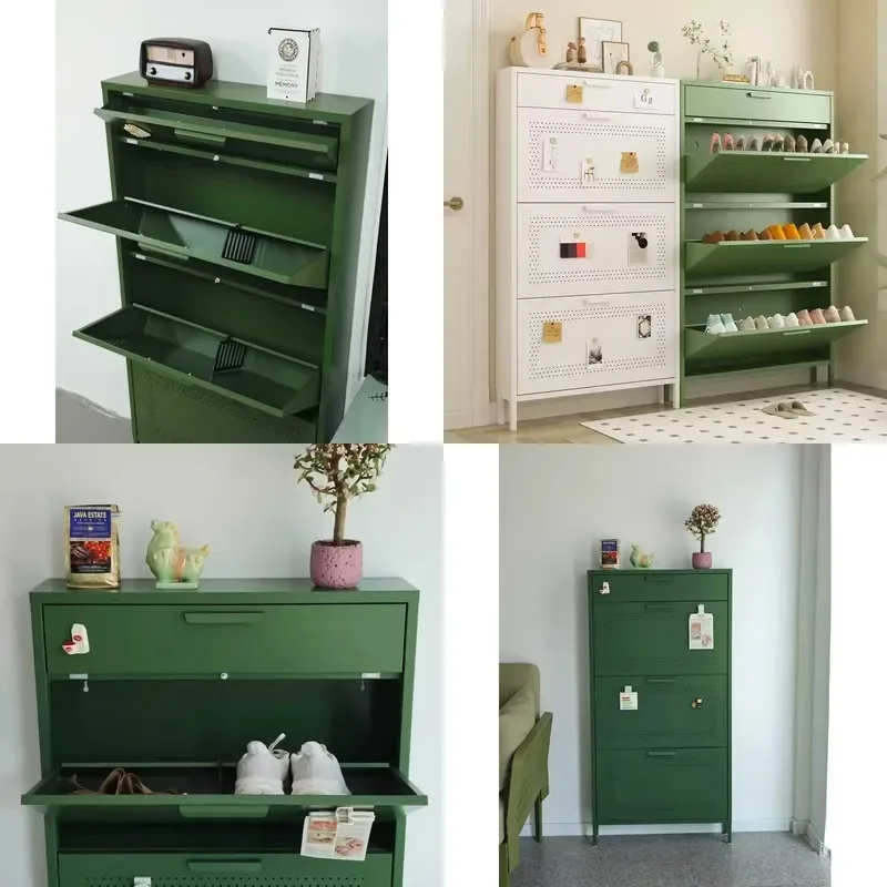Modern Ultra Thin Retractable Wrought Iron Shoe Cabinet for Entrance Living Room Home Furniture